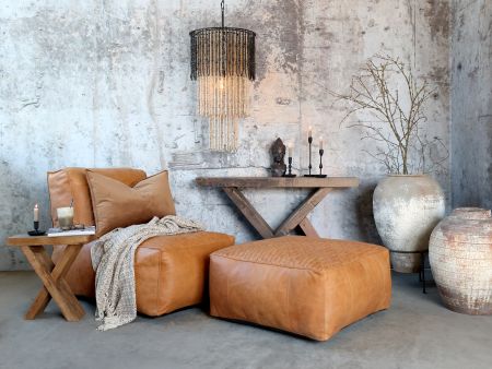 Loungestol i læder, cognac