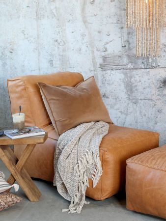 Loungestol i læder, cognac