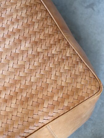 Loungepuf i læder, cognac