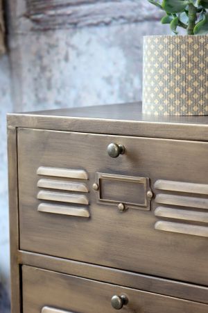 Kommode m. 6 skuffer, antique messing