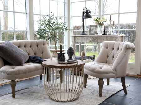 Sofabord m. trælåg sæt af 2, antique hvid