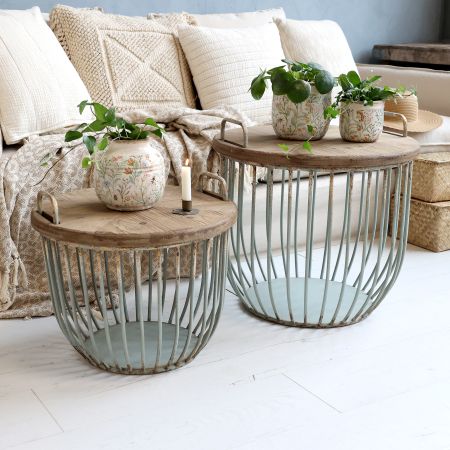 Sofabord m. trælåg sæt af 2, opal