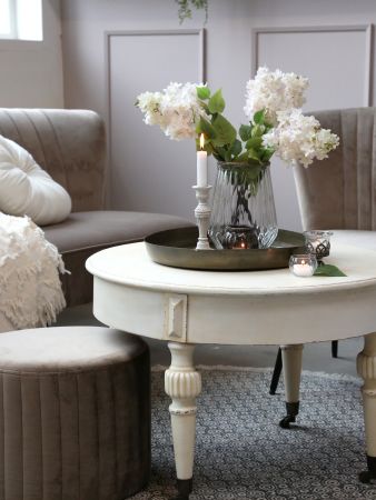 Marie Antoinette Sofabord m. hjul, antique hvid