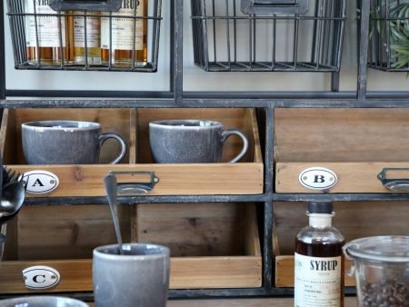 Vægreol m. skuffer, antique kul