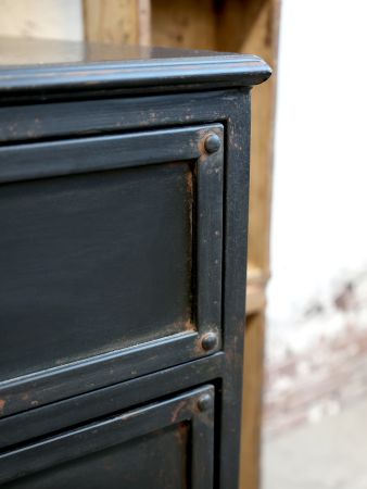 Factory Kommode m. 2 skuffer, antique sort, 2 stk