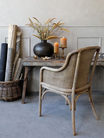 Gl. fransk Stol m. flet, natur