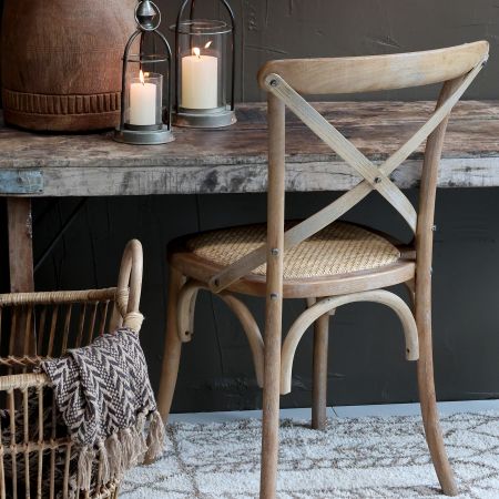 Fransk Spisebordsstol m. fletsæde, natur, 2 stk