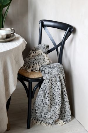 Fransk Spisebordsstol m. fletsæde, antique sort, 2 stk