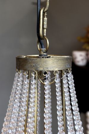 Fransk Lysekrone m. glasprismer, messing