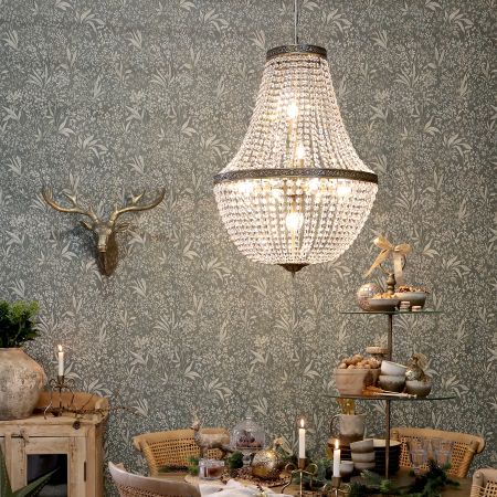 Versailles fransk Lysekrone m. glasprismer, antique messing