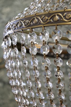 Versailles fransk Lysekrone m. glasprismer, antique messing