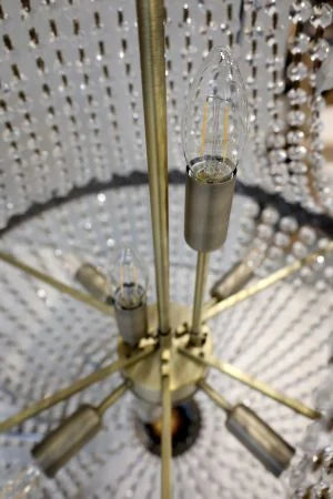 Versailles fransk Lysekrone m. glasprismer, antique messing