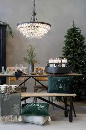 Versailles Lysekrone m. dråbeformede glasprismer, mellem