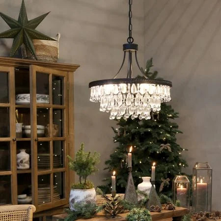 Versailles Lysekrone m. dråbeformede glasprismer, lille