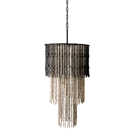 Lysekrone m. træperler, natur