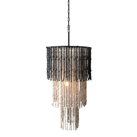 Lysekrone m. træperler, natur