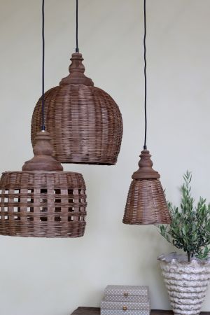 Lampe i rattanflet, natur