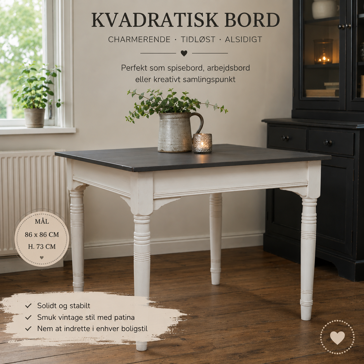 Spisebord, kvadratisk