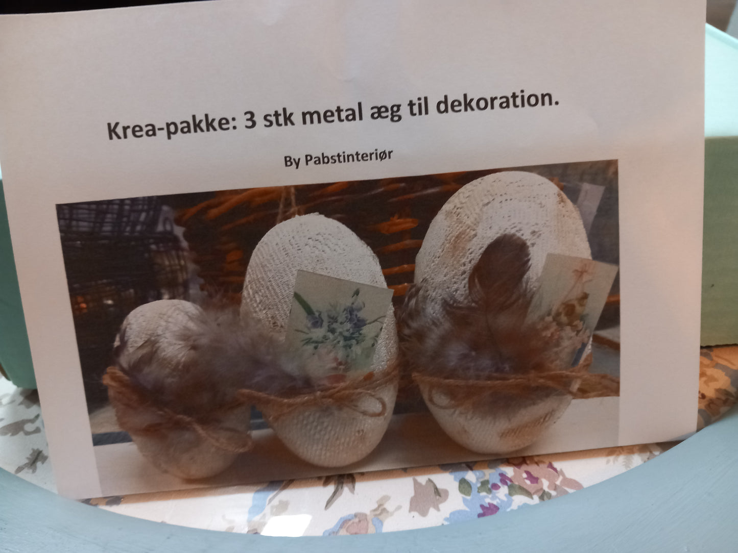 Krea-pakke: 3 stk metal æg til dekoration