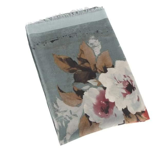 Tørklæde med blomster på, flere farver