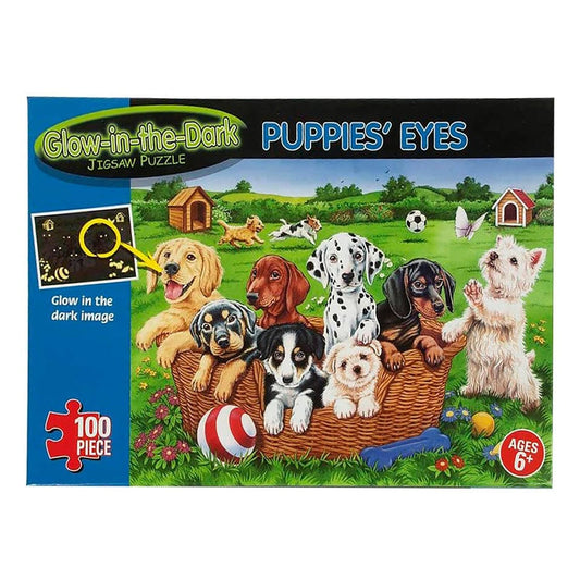 Puslespil; glow in the dark, hundehvalpe