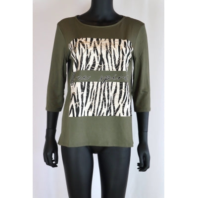 Bluse med print, army